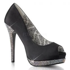 Bordello Shoes High Heels Bella-12R Rhinestone Peep Toe Heels