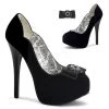 Bordello Shoes Teeze-11 Black Velvet Platform Pumps High Heels