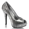 Fabulicious Twinkle-18G Silver Glitter Platform Heels