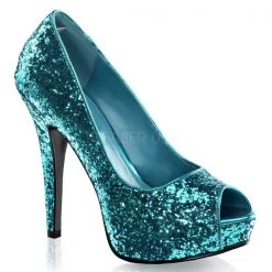 Fabulicious Twinkle-18G Silver Glitter Platform Heels