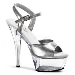 Pleaser High Heels Kiss-209 Silver Platform Sandal