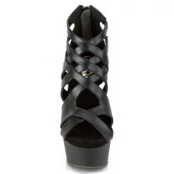 Pleaser High Heels Delight-645 Strappy Black Platform Heels