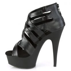 Pleaser High Heels Delight-645 Strappy Black Platform Heels