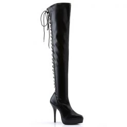 Devious Indulge-3063 Thigh High 5" Lace-up Boots