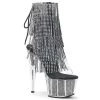 Pleaser Pewter Fringed Platform Boots