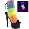 Pleaser Neon Rainbow Ankle Boots Pleaser Shoes