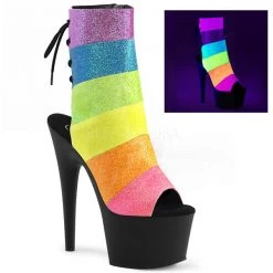 Pleaser Neon Rainbow Ankle Boots Pleaser Shoes