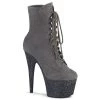 Pleaser Adore-1020FSMG Grey Suede Platform Boots