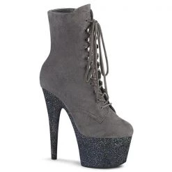 Pleaser Adore-1020FSMG Grey Suede Platform Boots
