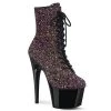 Pleaser Adore-1020LG Purple Glitter Platform Boots Ankle Boots