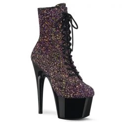 Pleaser Adore-1020LG Purple Glitter Platform Boots Ankle Boots