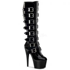 Pleaser Adore-2043 Buckled Platform Knee Boots
