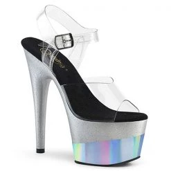 Pleaser High Heels Adore-708-2HGM Silver Platform Sandals