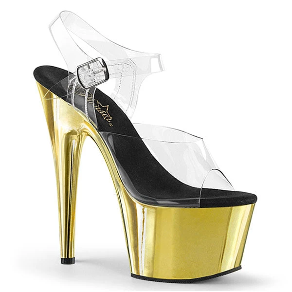 Pleaser Adore-708 Chrome Heel Platform Sandals 3 Pleaser Adore-708 Chrome Heel Platform Sandals
