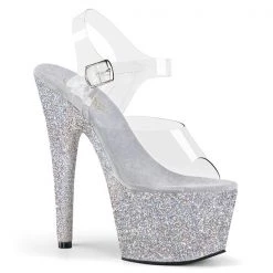 Pleaser High Heels Adore-708HMG Glitter Platform Sandals 7 Pleaser High Heels Adore-708HMG Glitter Platform Sandals