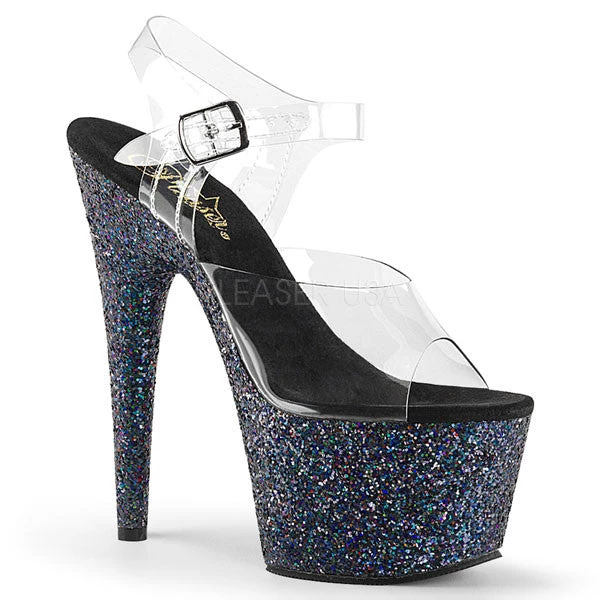 Pleaser High Heels Adore-708LG Glitter Platform Sandals 3 Pleaser High Heels Adore-708LG Glitter Platform Sandals