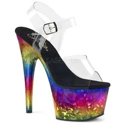 Pleaser High Heels Adore-708MRB Rainbow Platform Heels