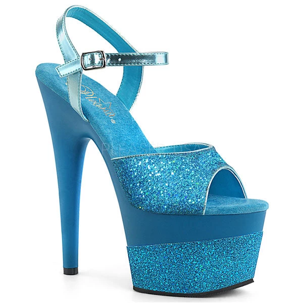 Pleaser High Heels Adore-709-2G Aqua Glitter Platform Sandals 3 Pleaser High Heels Adore-709-2G Aqua Glitter Platform Sandals