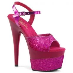Pleaser High Heels Adore-709-2G Pink Glitter Platform Sandals