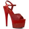 Pleaser High Heels Adore-709-2G Red Glitter Platform Heels