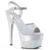 Pleaser Adore-709-2G Silver Glitter Platform Heels 1 Pleaser Adore-709-2G Silver Glitter Platform Heels