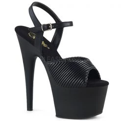 Pleaser Adore-709 Black Quilted Platform Heels