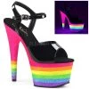 Pleaser High Heels Adore-709UVRB Neon Rainbow Platform Heels 1 Pleaser High Heels Adore-709UVRB Neon Rainbow Platform Heels