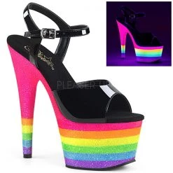 Pleaser High Heels Adore-709UVRB Neon Rainbow Platform Heels