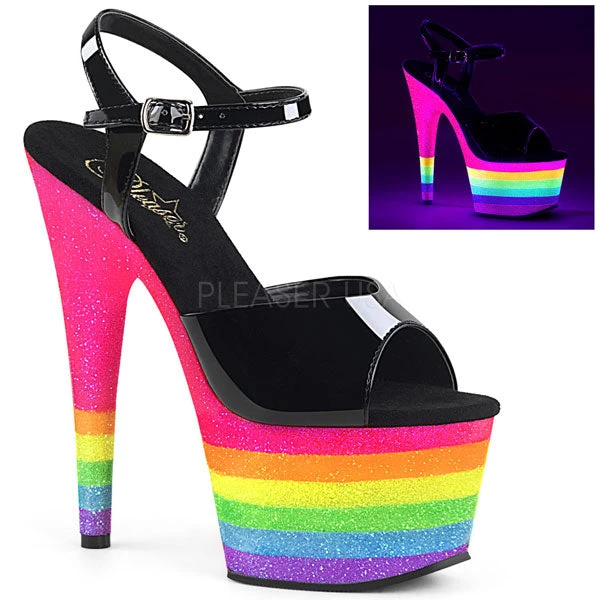 Pleaser High Heels Adore-709UVRB Neon Rainbow Platform Heels 3 Pleaser High Heels Adore-709UVRB Neon Rainbow Platform Heels