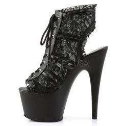 Pleaser Adore-796LC Black Lace Ankle Bootie Boots