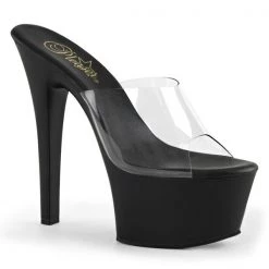 Pleaser Aspire-601 Black 6" Platform Slide Sandals