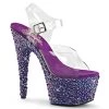 Pleaser Purple Rhinestone 7" Platform Sandals