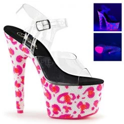 Pleaser Bejeweled-708UVLP Neon 7" Platform Sandal High Heels