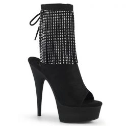 Pleaser Delight-1018RSF Black Suede Ankle Boots