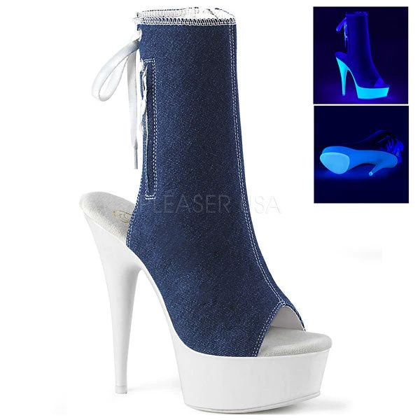 Pleaser Delight-1018SK 6" Blue Denim Platform Boots 3 Pleaser Delight-1018SK 6" Blue Denim Platform Boots