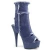 Pleaser Delight-1030 Blue Denim Ankle Boots