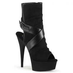 Pleaser Delight-1034 Black Suede Platform Boots