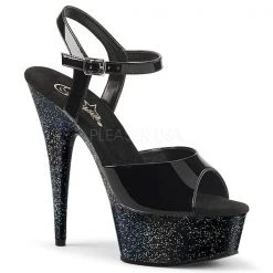 Pleaser Platform Sandals Delight-609MG Black Glitter 6" Platform Sandal