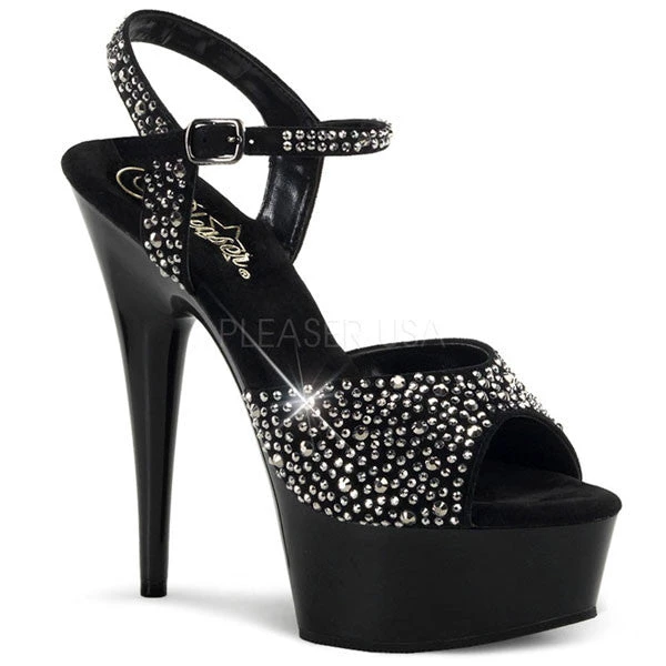 Pleaser High Heels Delight-609RS 6" Rhinestone Platform Sandal 3 Pleaser High Heels Delight-609RS 6" Rhinestone Platform Sandal