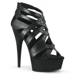 Pleaser High Heels Delight-645 Strappy Black Platform Heels