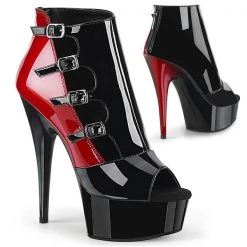 Pleaser Platform Shoes Delight-681 Black/Red Ankle Bootie