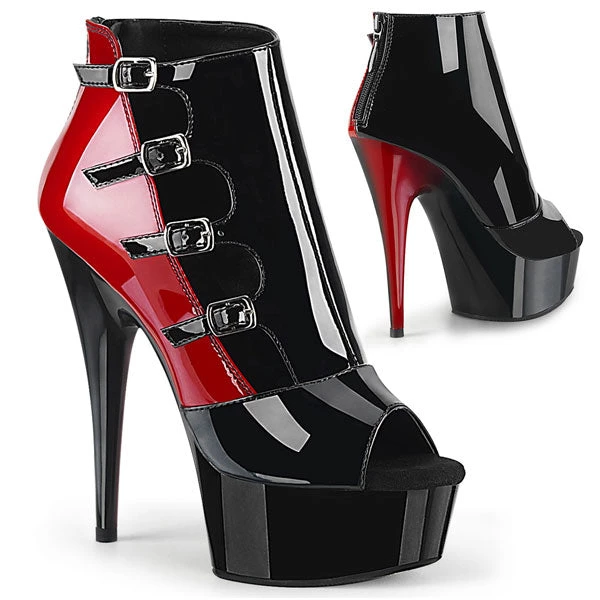 Pleaser Platform Shoes Delight-681 Black/Red Ankle Bootie 3 Pleaser Platform Shoes Delight-681 Black/Red Ankle Bootie