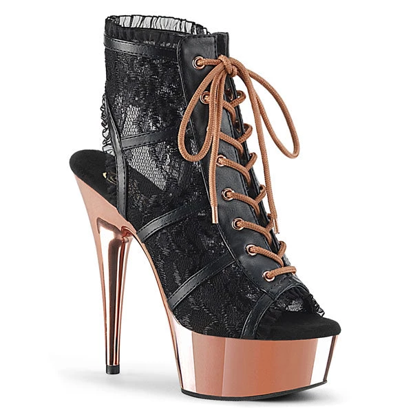 Pleaser Delight-696LC Black Lace 6" Ankle Bootie Platform Shoes 3 Pleaser Delight-696LC Black Lace 6" Ankle Bootie Platform Shoes