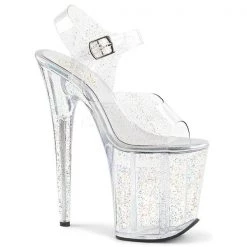 Pleaser Flamingo-808MMG Clear Glitter 8" Platform Heels Platform Sandals