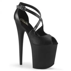 Pleaser Flamingo-821 Black 8" Platform Heels Platform Sandals