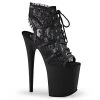 Pleaser Boots Flamingo-896LC Black Lace 8" Platform Ankle Boot 2 Pleaser Boots Flamingo-896LC Black Lace 8" Platform Ankle Boot