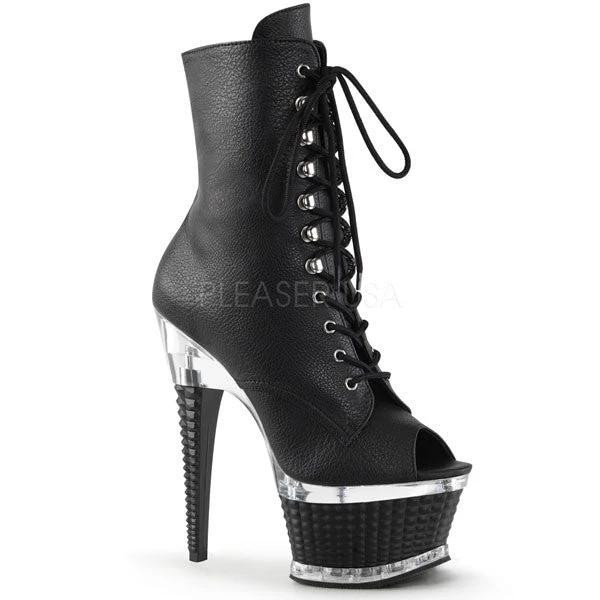 Pleaser Illusion-1021 Open Toe 6 1/2" Ankle Boots 3 Pleaser Illusion-1021 Open Toe 6 1/2" Ankle Boots