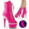 Pleaser Illusion-1021 Neon Platform Heel Boots