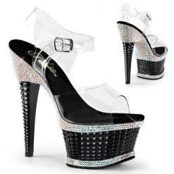Pleaser Black Rhinestone 6 1/2" Platform Sandal High Heels