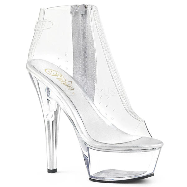 Pleaser Kiss-1023 Clear 6" Ankle Boots High Heels 3 Pleaser Kiss-1023 Clear 6" Ankle Boots High Heels
